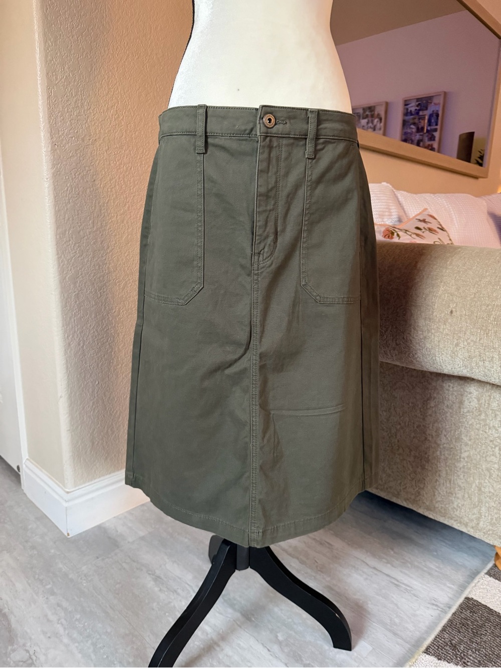 St. John's Bay Olive Green  Midi Skirt